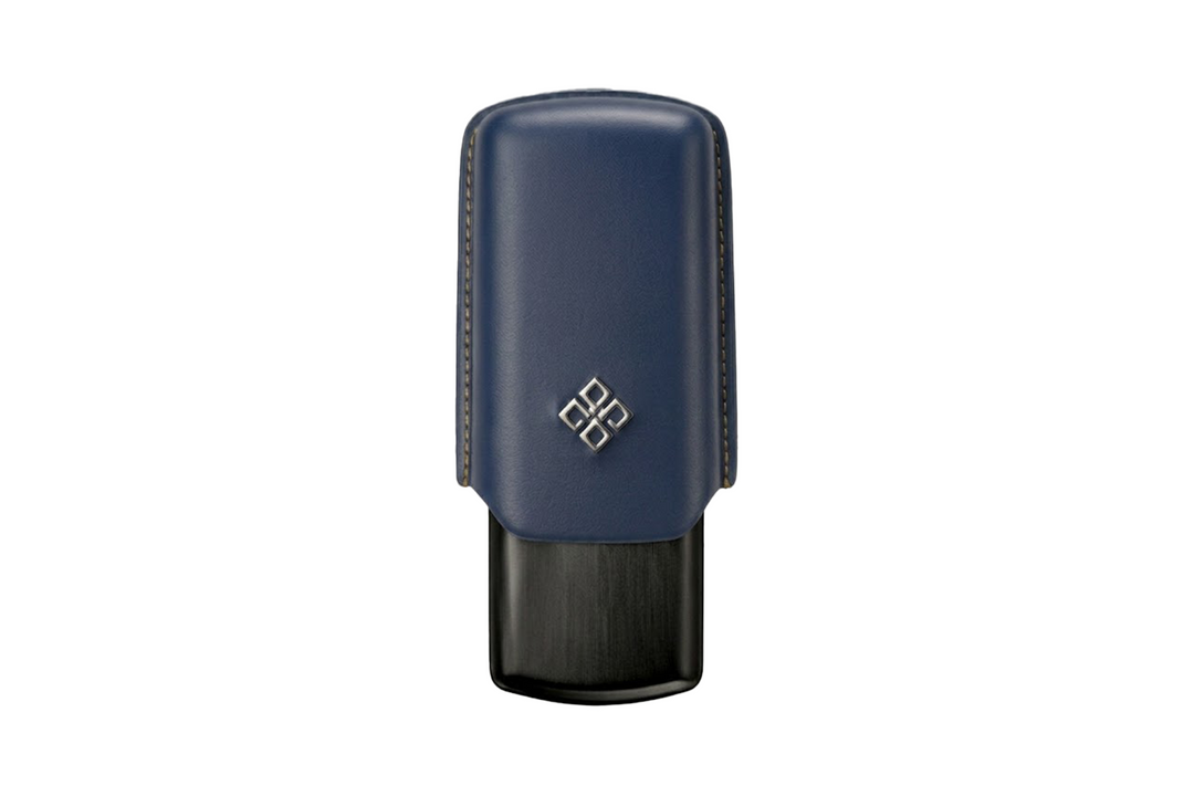 Alestimo Humiport Cigar Case Blue Leather &amp; Black Aluminium