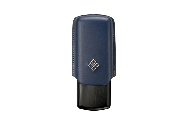 Alestimo Humiport Cigar Case Blue Leather &amp; Black Aluminium