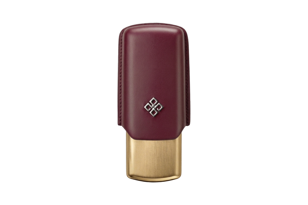 Alestimo Humiport Cigar Case Burgundy Leather &amp; Gold Aluminium