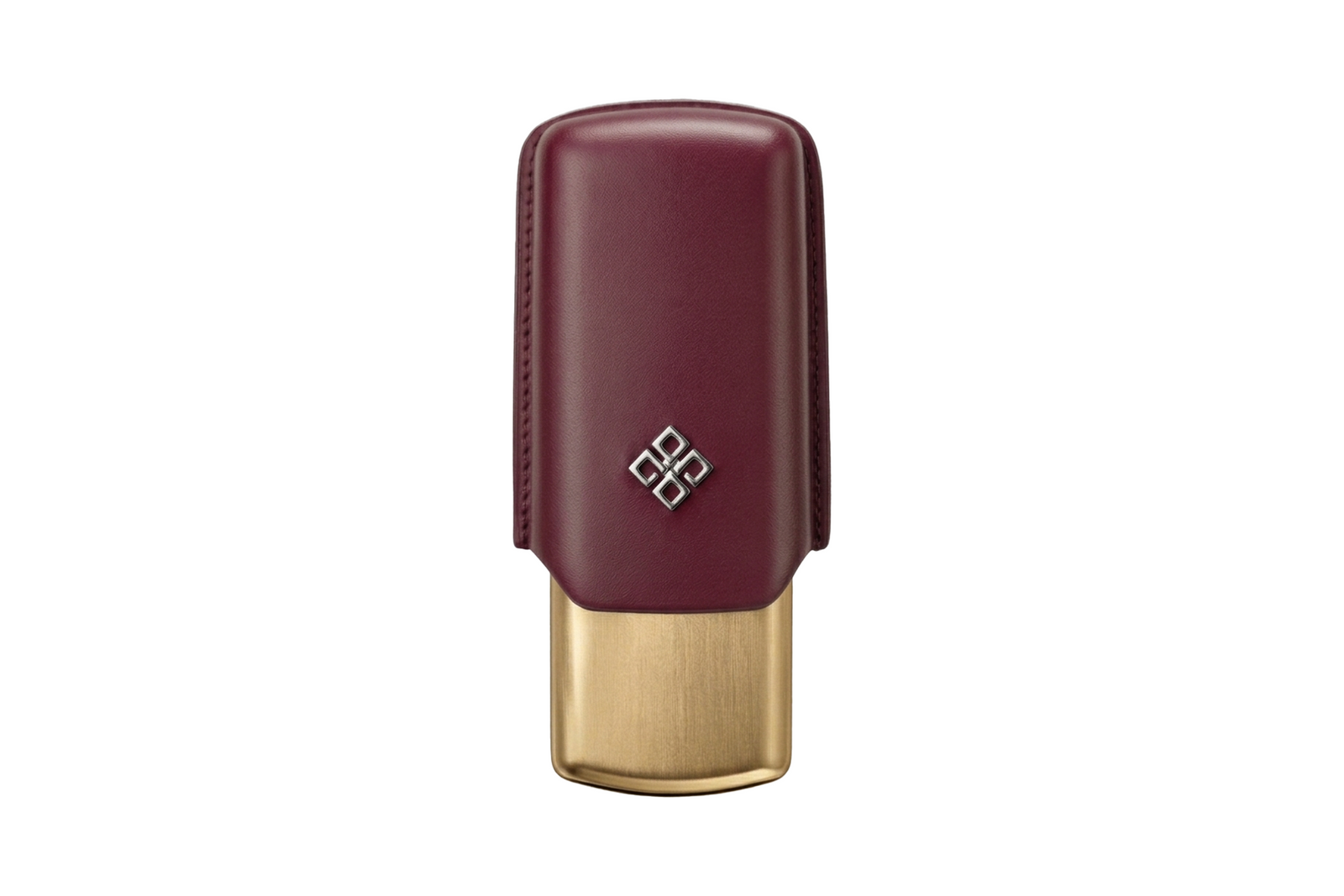 Alestimo Humiport Cigar Case Burgundy Leather & Gold Aluminium