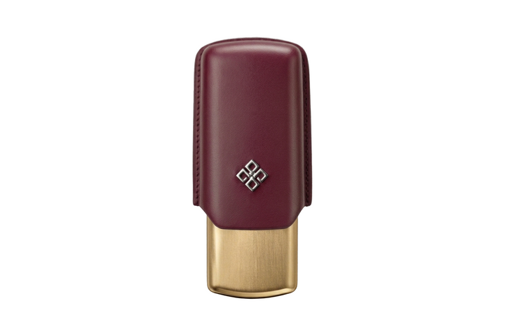 Alestimo Humiport Cigar Case Burgundy Leather &amp; Gold Aluminium