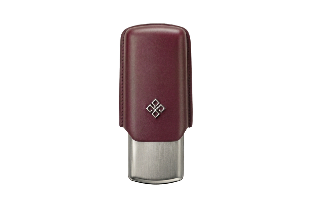 Alestimo Humiport Cigar Case Burgundy Leather &amp; Silver Aluminium
