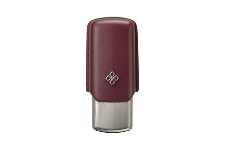 Alestimo Humiport Cigar Case Burgundy Leather &amp; Silver Aluminium