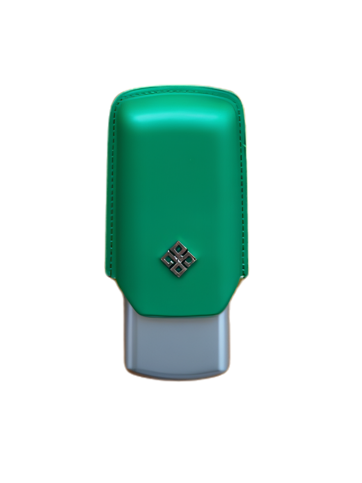 Alestimo Humiport Cigar Case Green Leather &amp; Silver Aluminium