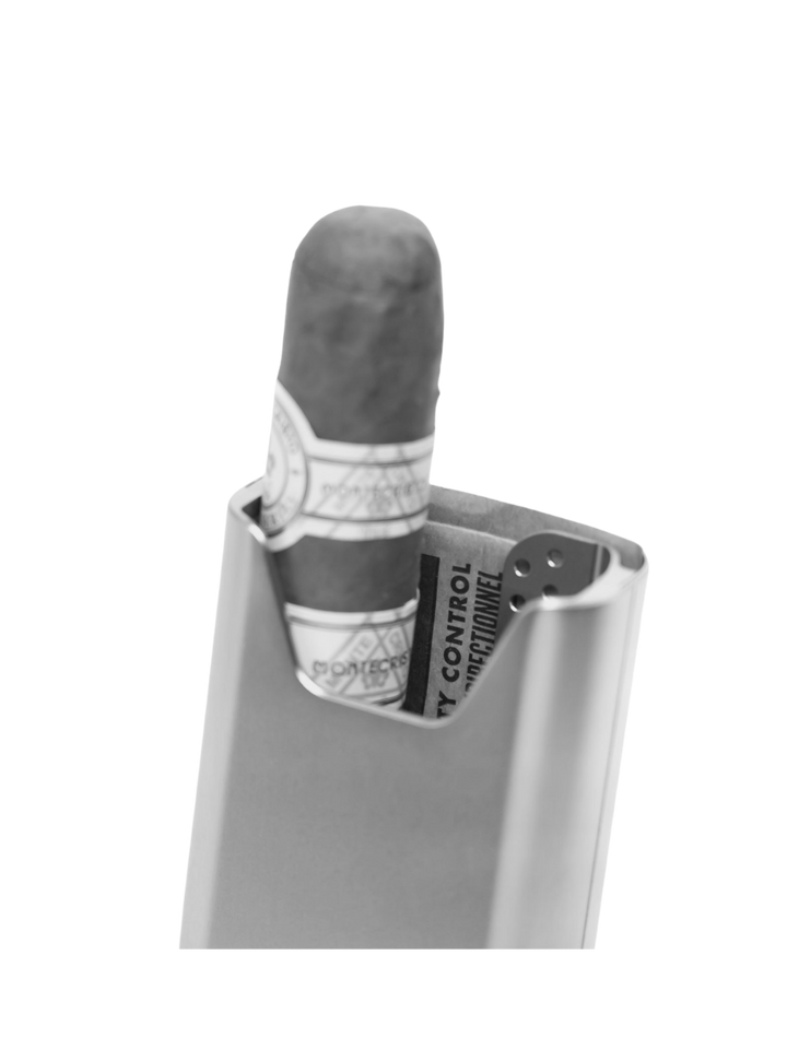 Alestimo Humiport Cigar Case Burgundy Leather &amp; Silver Aluminium