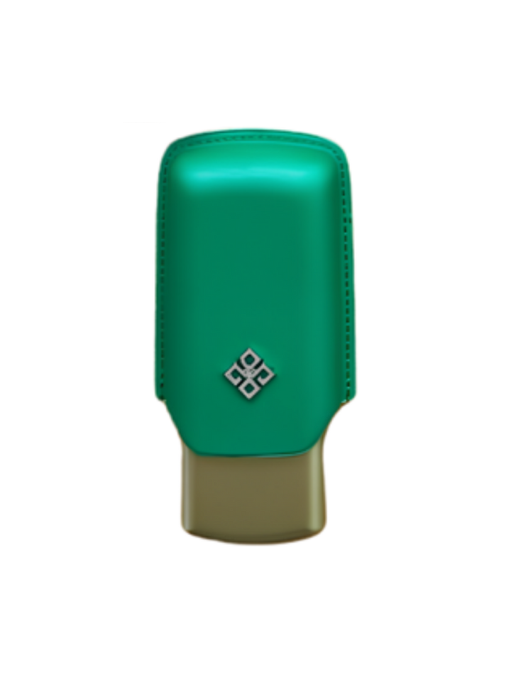 Alestimo Humiport Cigar Case Green Leather &amp; Gold Aluminium