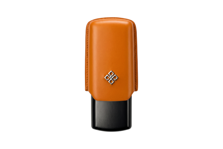 Alestimo Humiport Cigar Case Orange Leather &amp; Black Aluminium