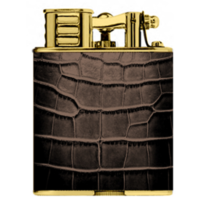 Alfred Dunhill Turbo Lighter Alligator Gold Plated Brown -
