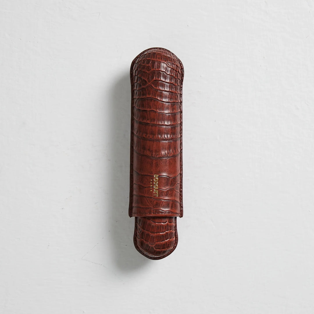 Bosquet Paris Genuine Crocodile Cigar Case Red - 1 Finger