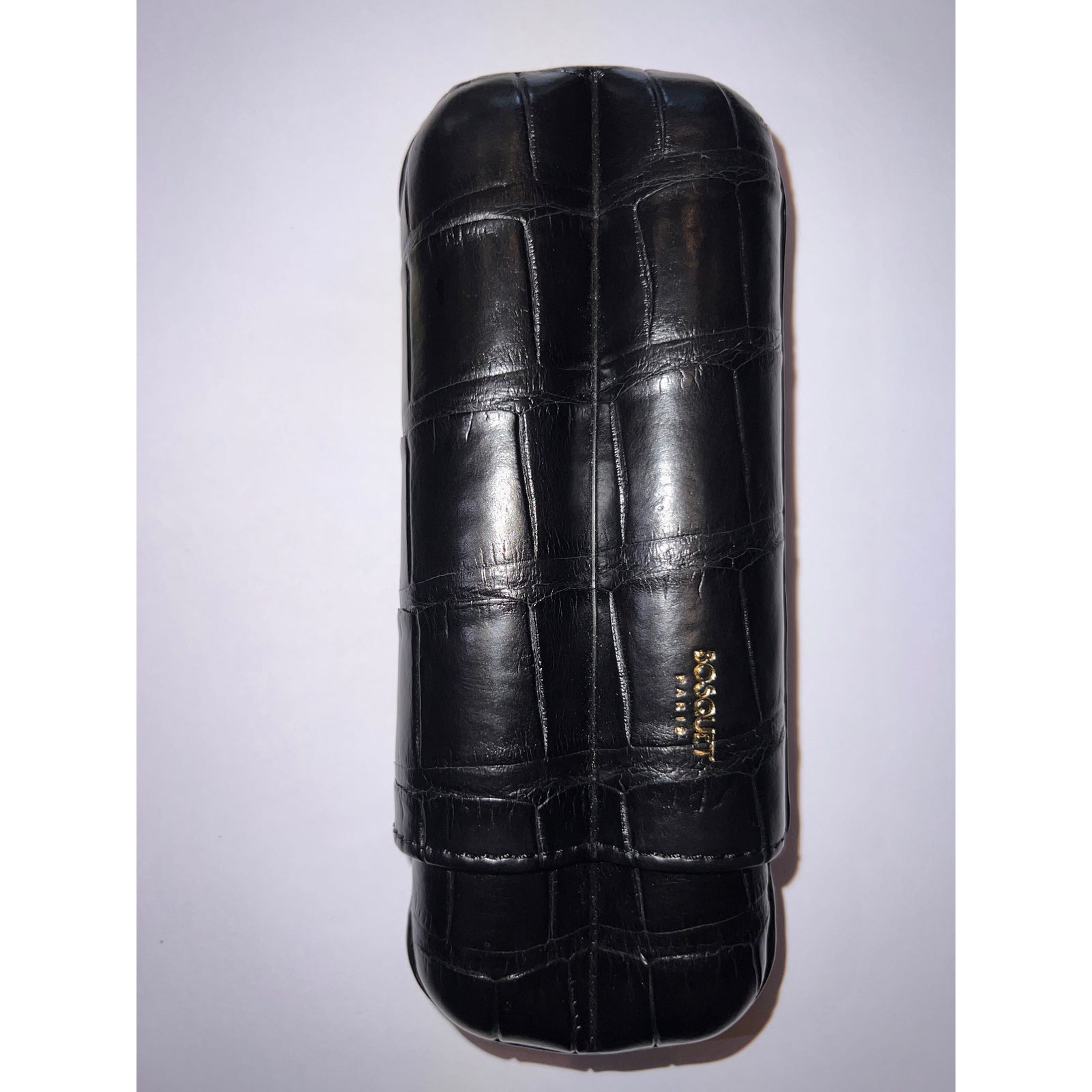 Bosquet Paris Genuine Crocodile Leather Cigar Case Black Cylindrical - 2 Finger