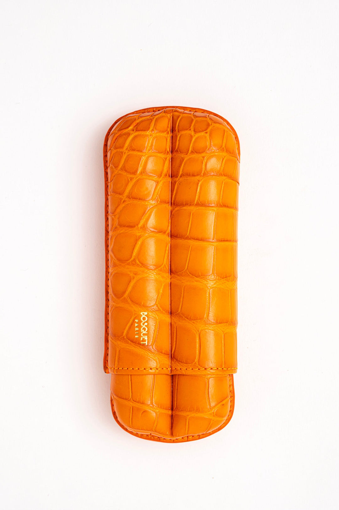 Bosquet Paris Genuine Crocodile Leather Cigar Case Orange Cylindrical - 2 Finger