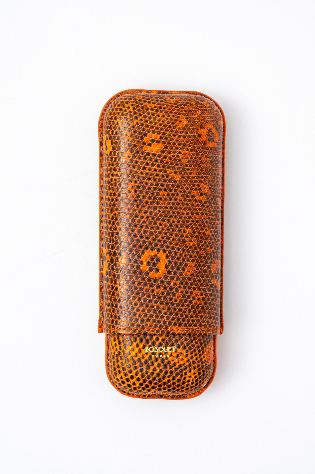 Bosquet Paris Genuine Iguana Leather Cigar Case Orange - 2 Cigars