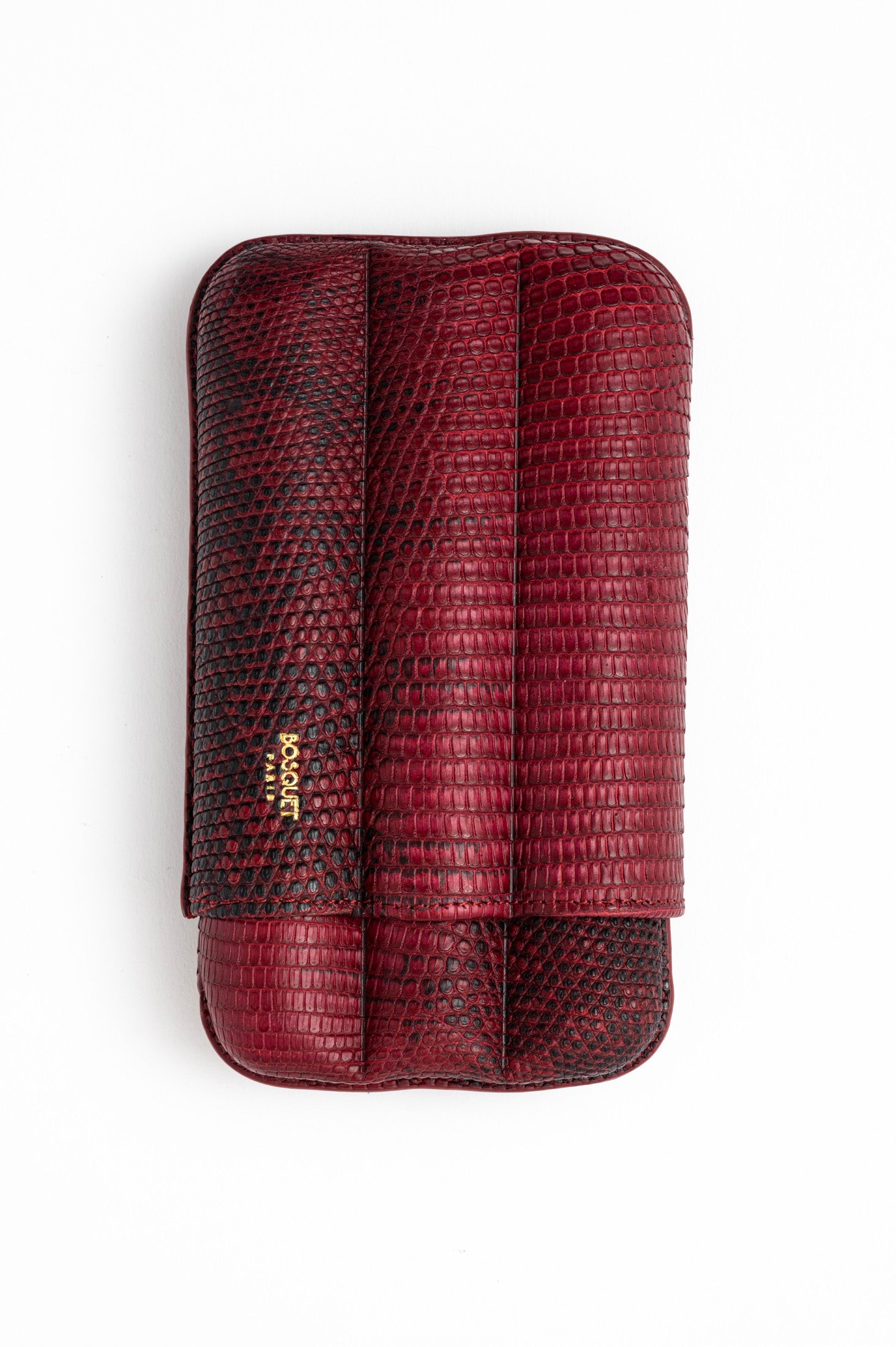 Bosquet Paris Genuine Lizard Cigar Case Red - 3 Cigars