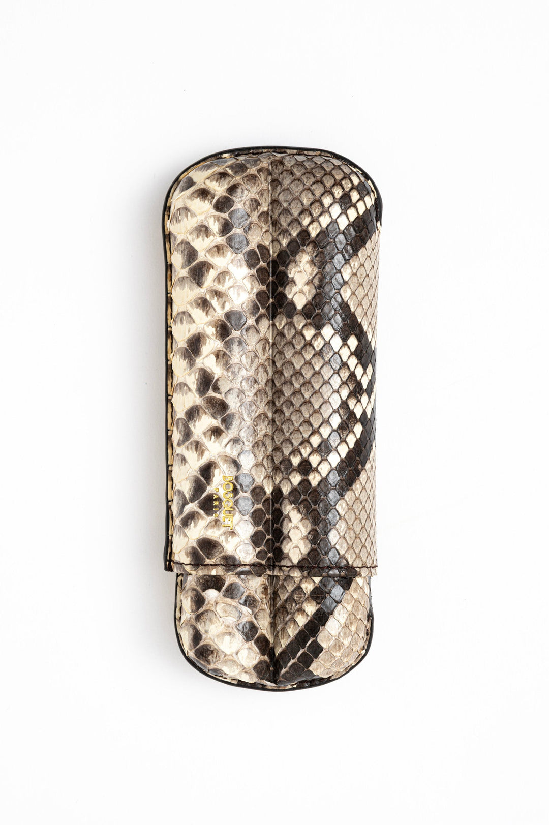 Bosquet Paris Genuine Python Leather Cigar Case Grey Cylindrical - 2 Finger