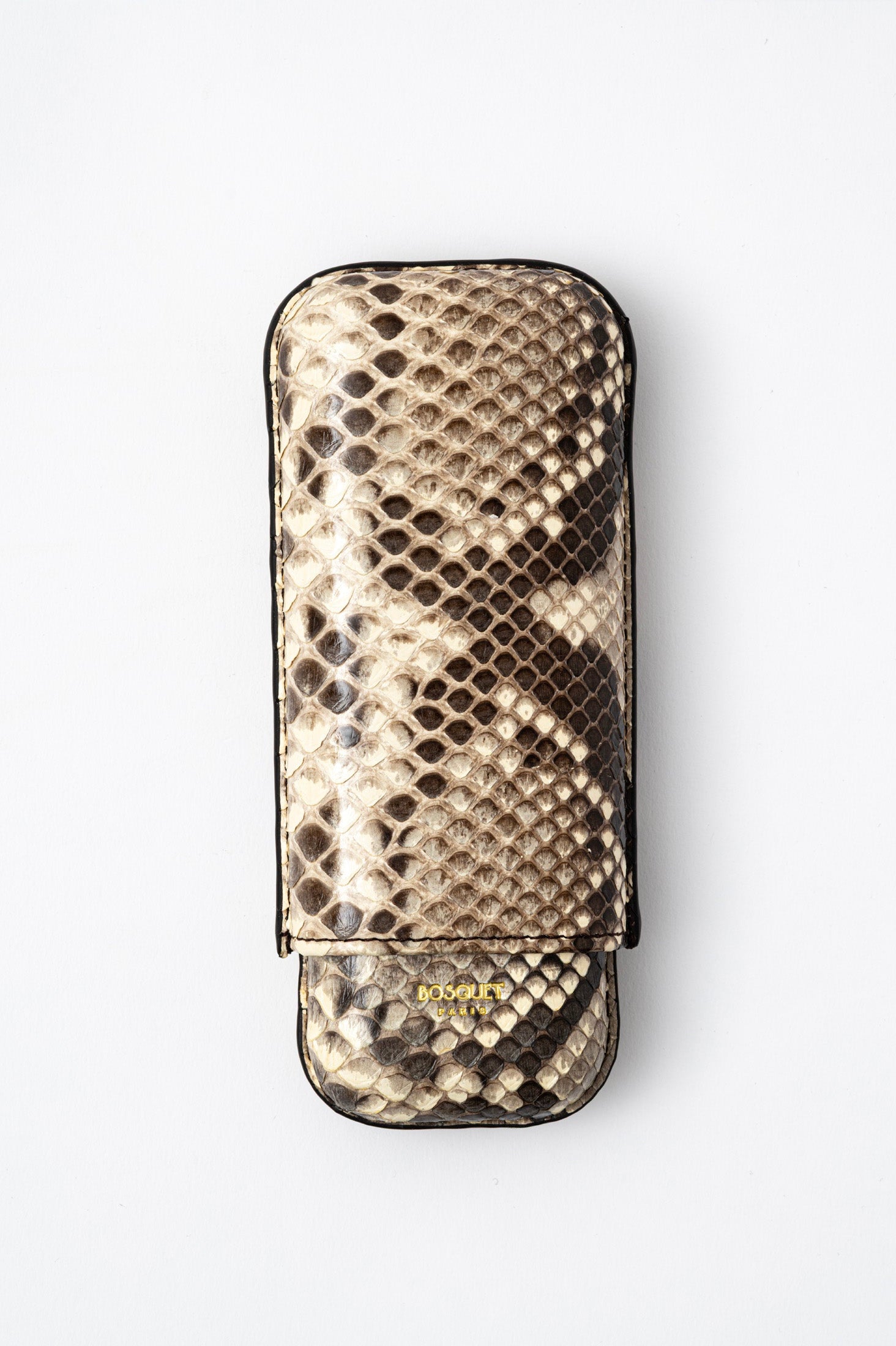 Bosquet Paris Genuine Python Leather Cigar Case Grey Rectangle - 2 Finger
