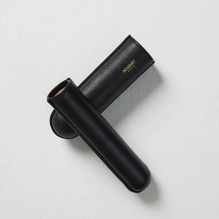 Bosquet Paris Grained Calf Leather Cigar Case Black - 1 Finger