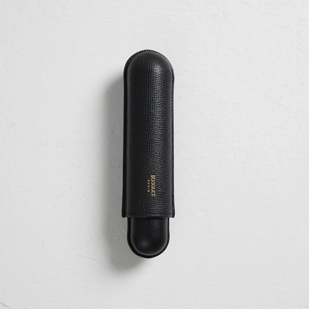 Bosquet Paris Grained Calf Leather Cigar Case Black - 1 Finger