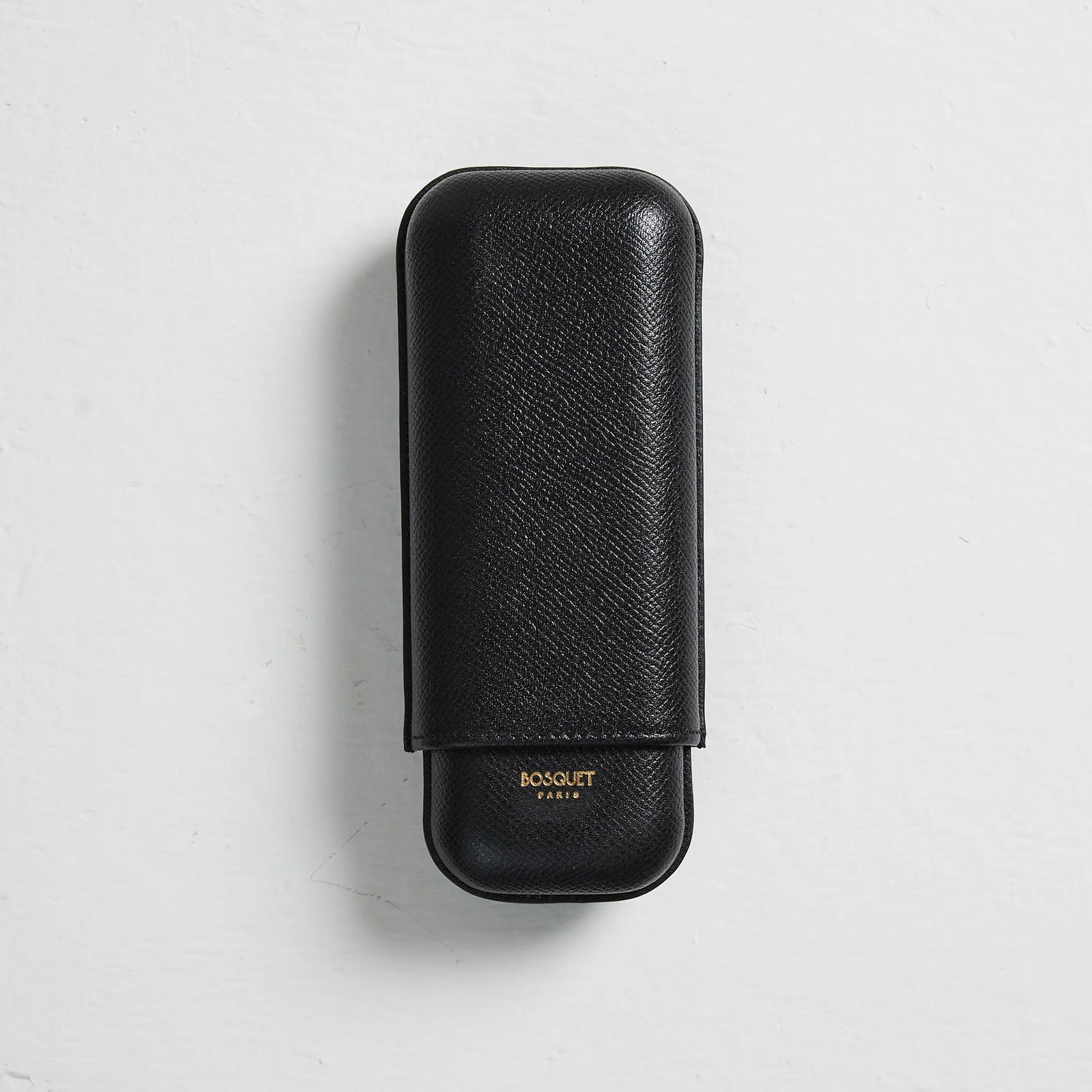 Bosquet Paris Grained Calf Leather Cigar Case Black - 2 Finger