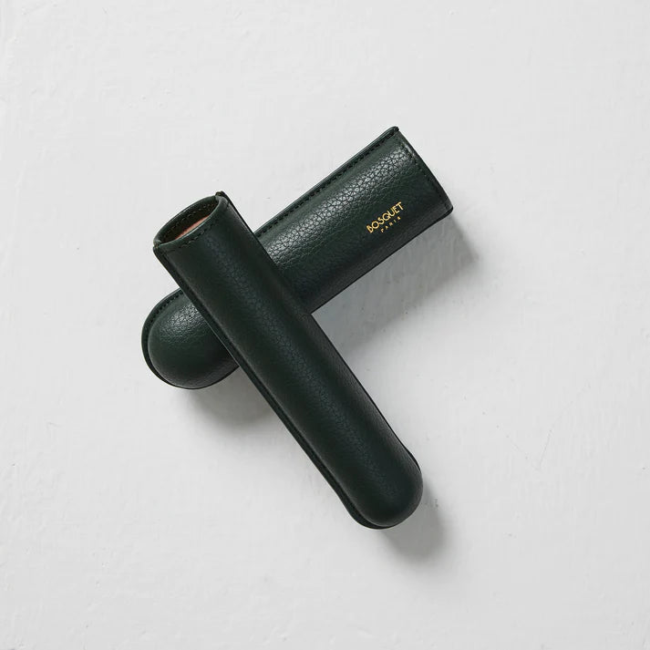 Bosquet Paris Grained Calf Leather Cigar Case Dark Green - 1 Finger