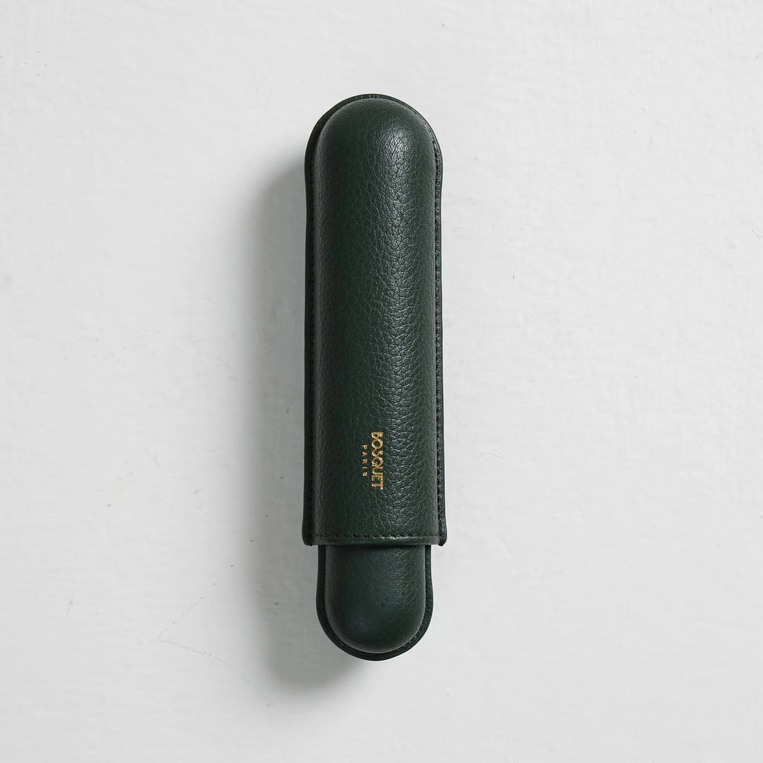 Bosquet Paris Grained Calf Leather Cigar Case Dark Green - 1 Finger