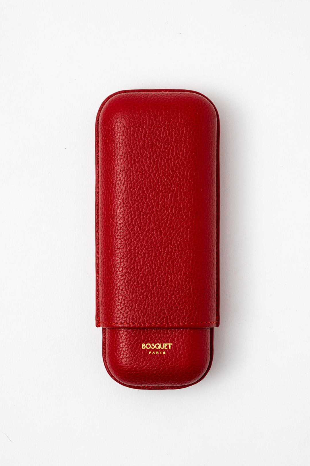 Bosquet Paris Grained Calf Leather Cigar Case Dark Red Rectangular - 2 Finger