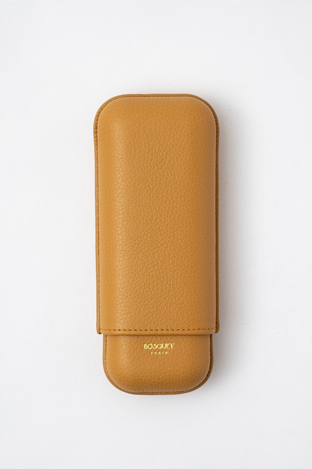 Bosquet Paris Grained Calf Leather Cigar Case Golden (Yellow) Rectangular - 2 Finger