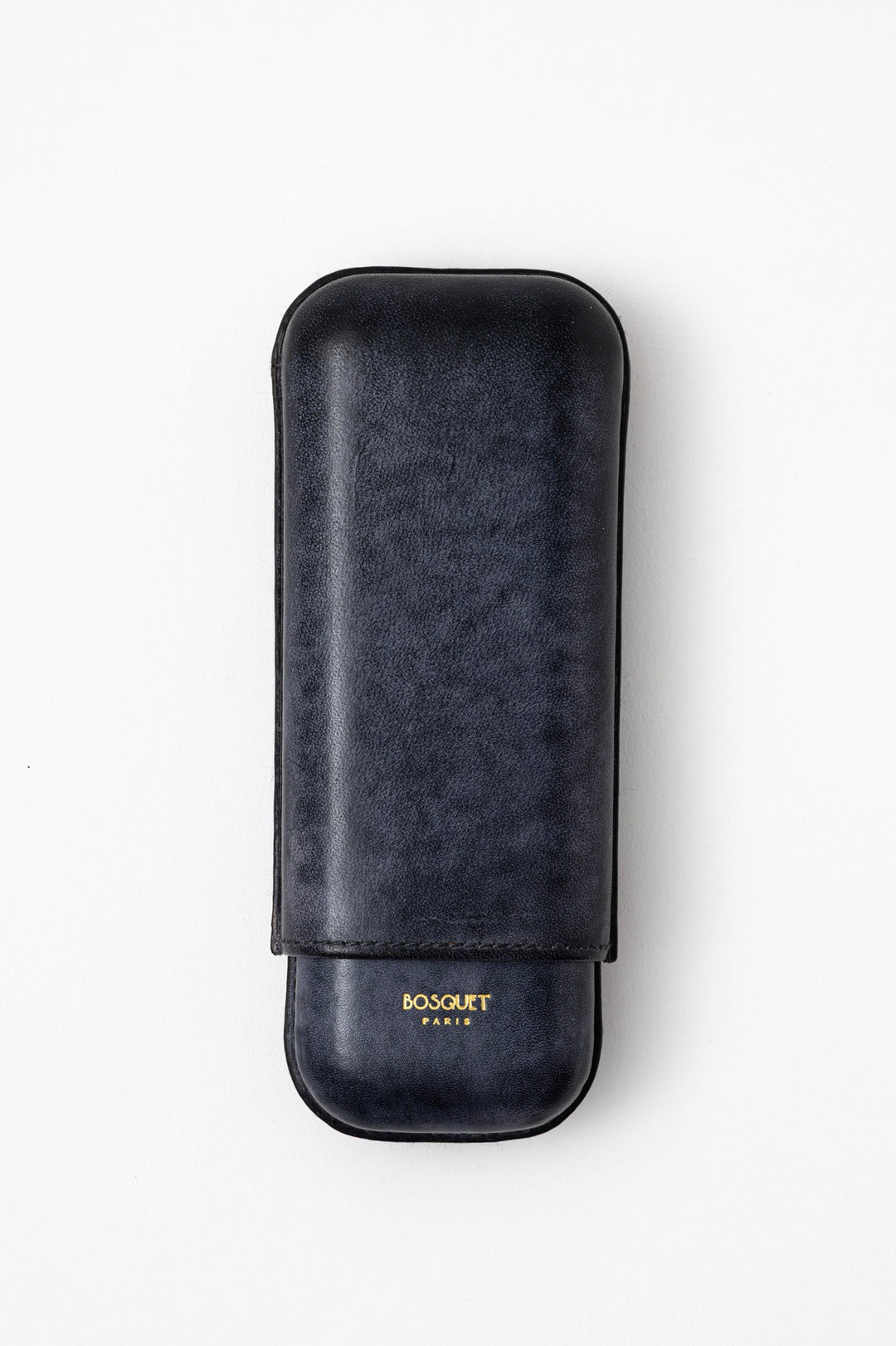 Bosquet Paris Grained Calf Leather Cigar Case Grey Patina - 2 Cigars
