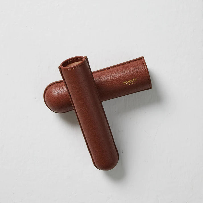Bosquet Paris Grained Calf Leather Cigar Case Light Brown - 1 Finger
