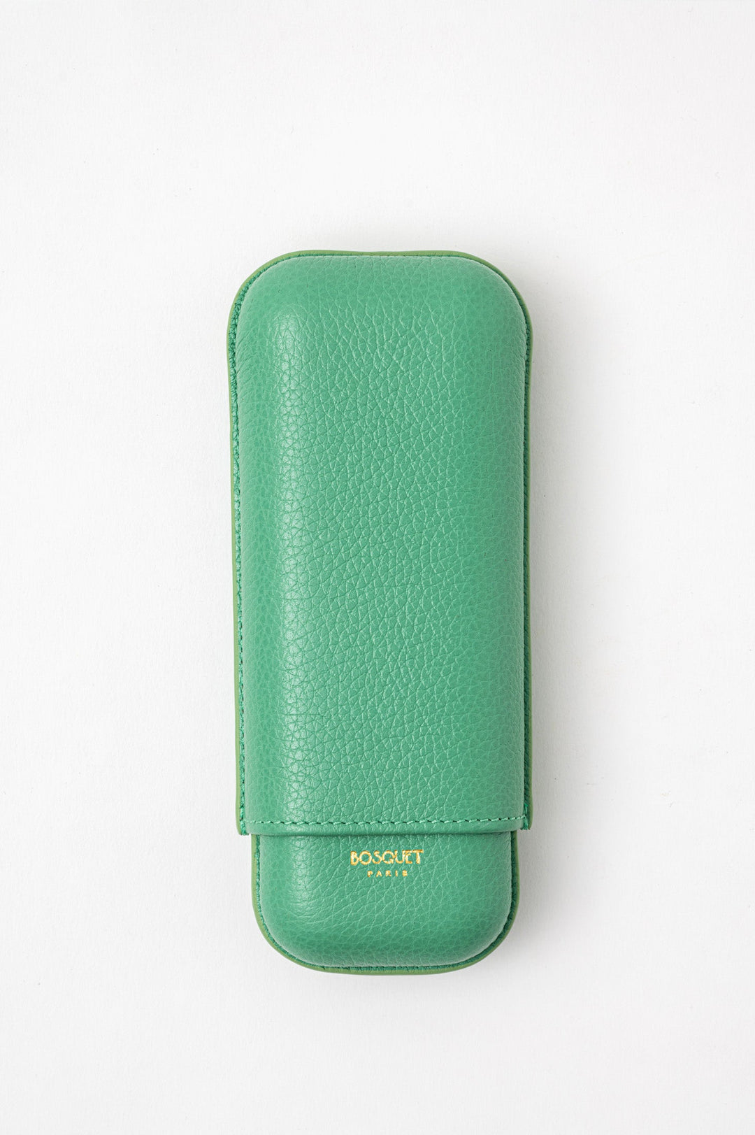 Bosquet Paris Grained Calf Leather Cigar Case Mint Green Rectangular - 2 Finger