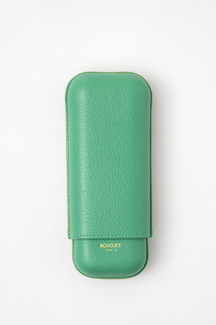 Bosquet Paris Grained Calf Leather Cigar Case Mint Green Rectangular - 2 Finger
