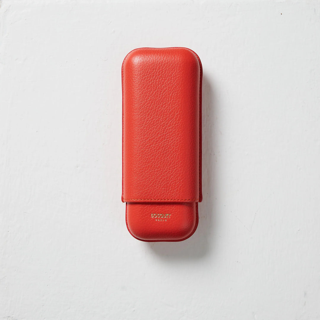 Bosquet Paris Grained Calf Leather Cigar Case Orange Rectangular - 2 Finger