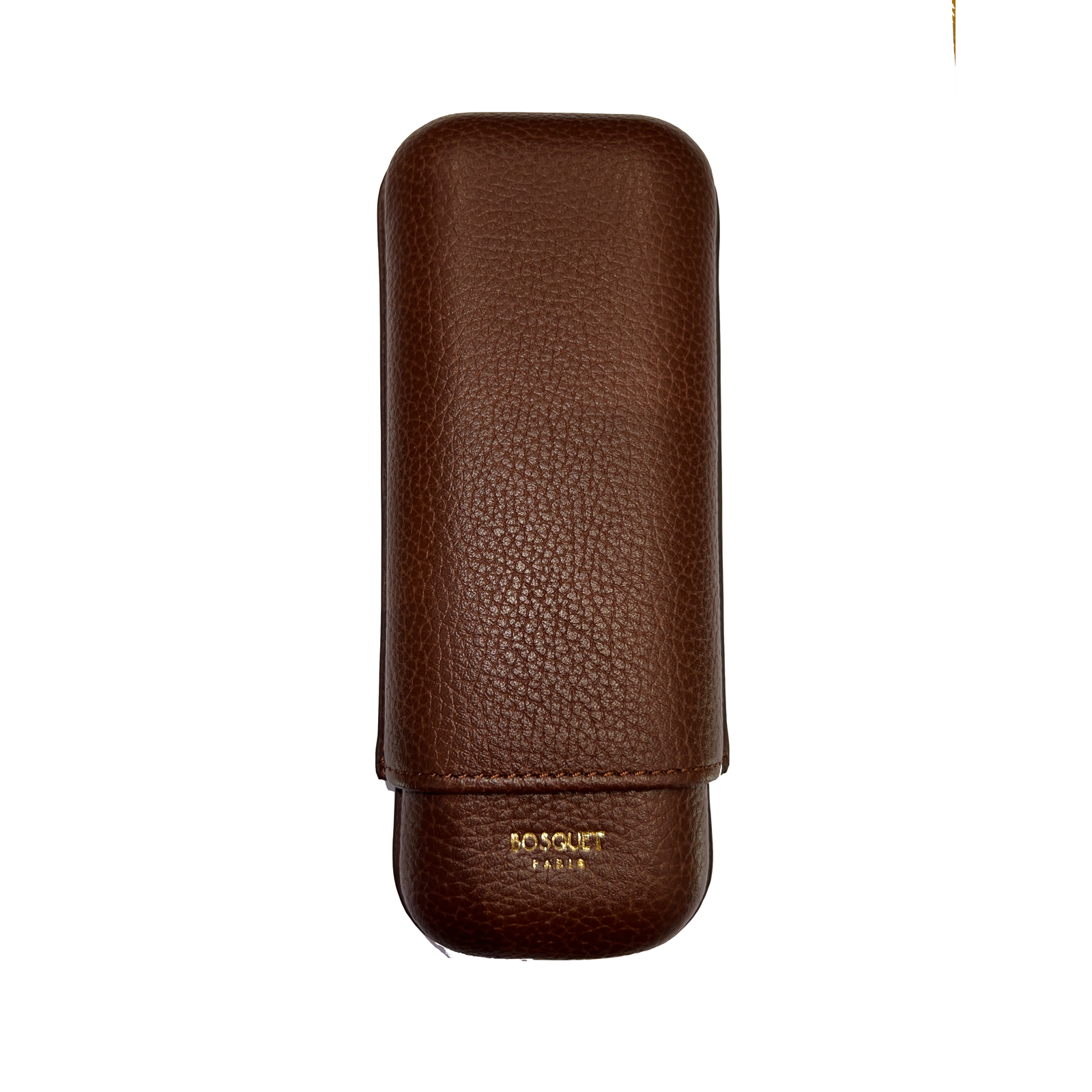 Bosquet Paris Grained Calf Leather Cigar Case Dark Brown Rectangular - 2 Finger