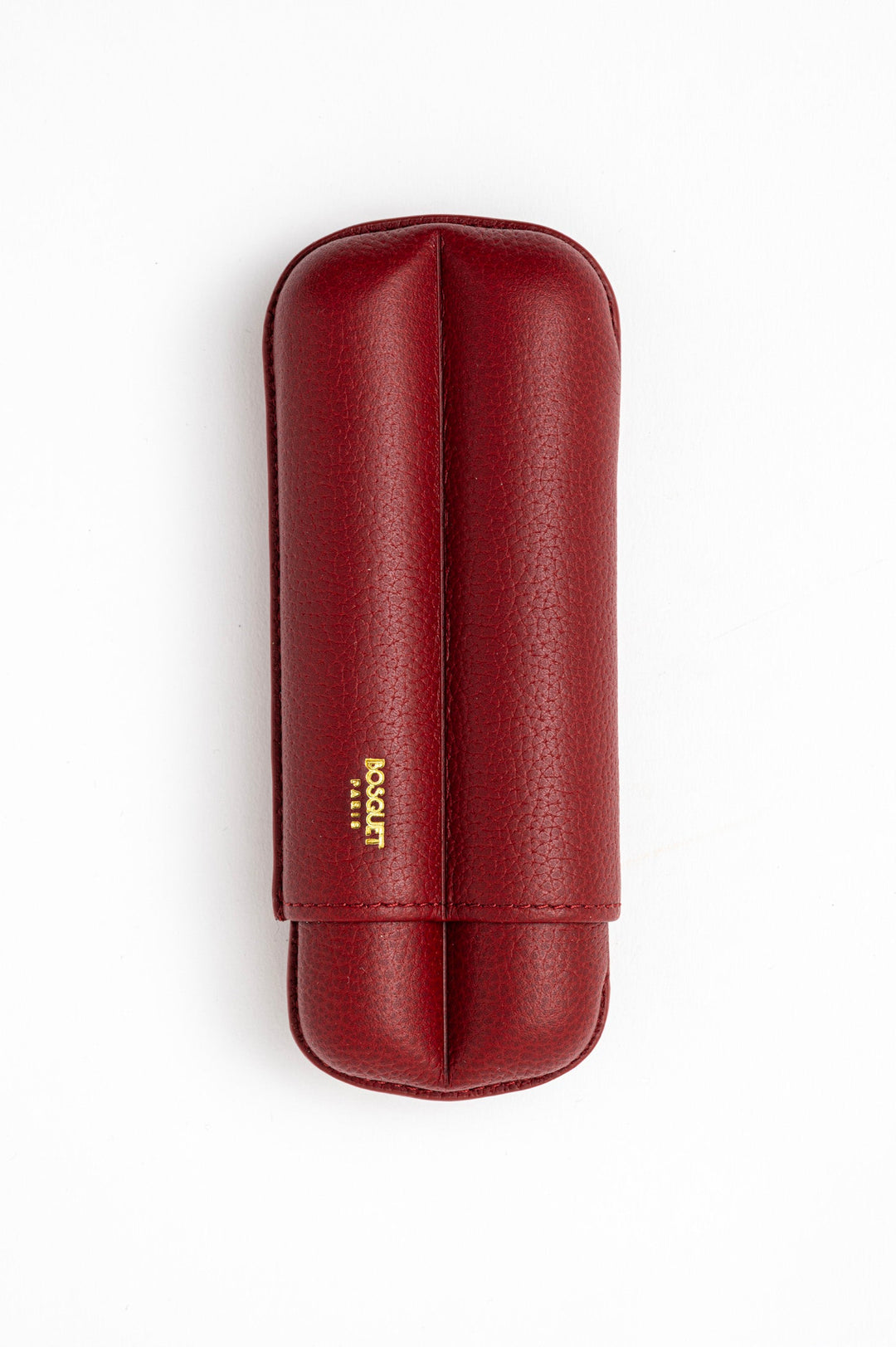 Bosquet Paris Grained Calf Leather Cigar Case Pomodoro Red Cylindrical - 2 Cigars