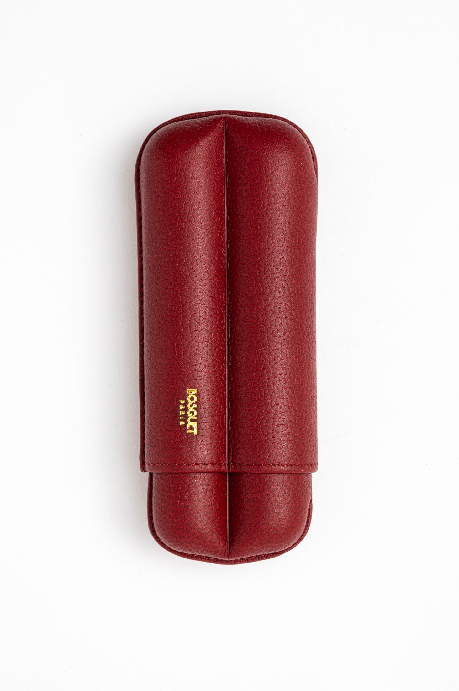 Bosquet Paris Grained Calf Leather Cigar Case Pomodoro Red Cylindrical - 2 Cigars