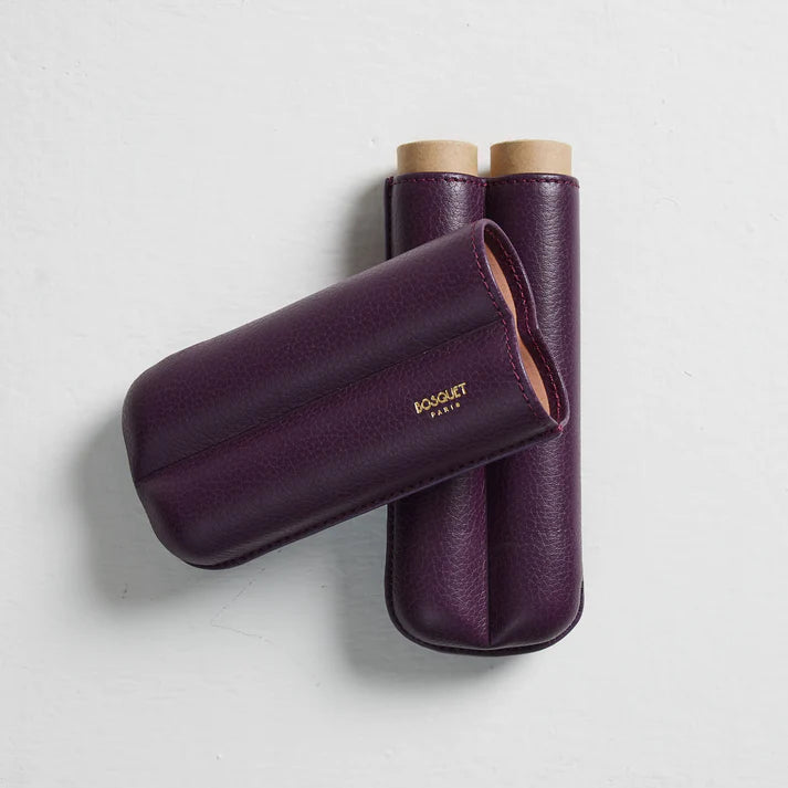 Bosquet Paris Grained Calf Leather Cigar Case Purple - 2 Cigars