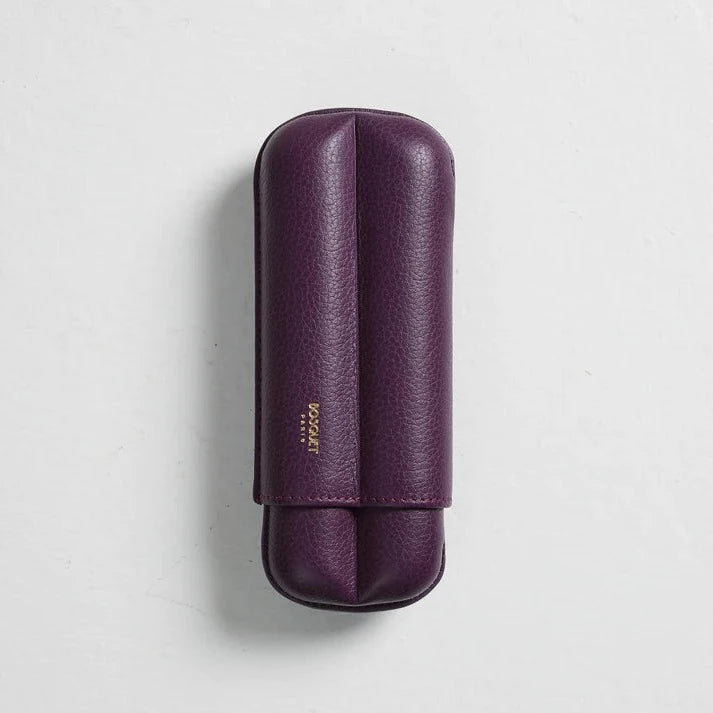 Bosquet Paris Grained Calf Leather Cigar Case Purple - 2 Cigars