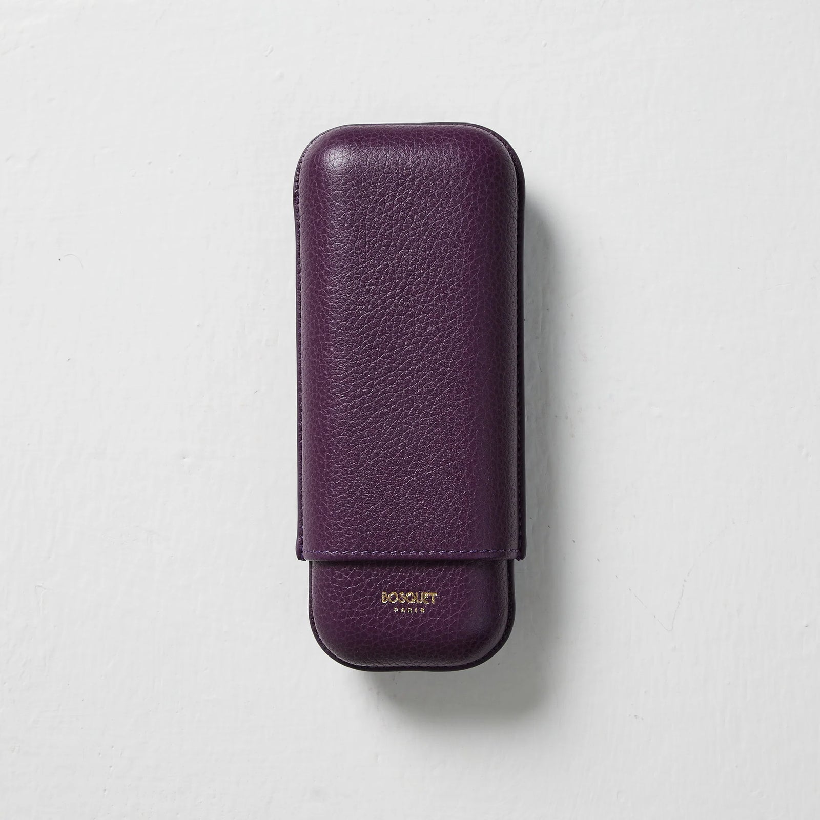 Bosquet Paris Grained Calf Leather Cigar Case Purple Rectangle - 2 Cigars