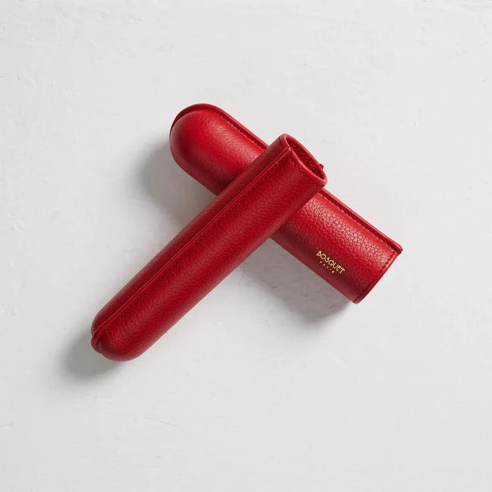 Bosquet Paris Grained Calf Leather Cigar Case Red - 1 Finger