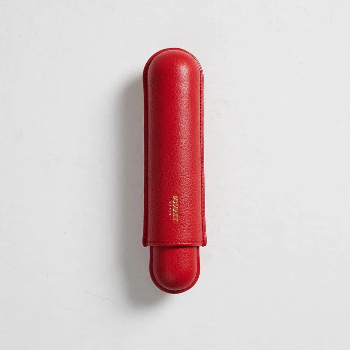Bosquet Paris Grained Calf Leather Cigar Case Red - 1 Finger