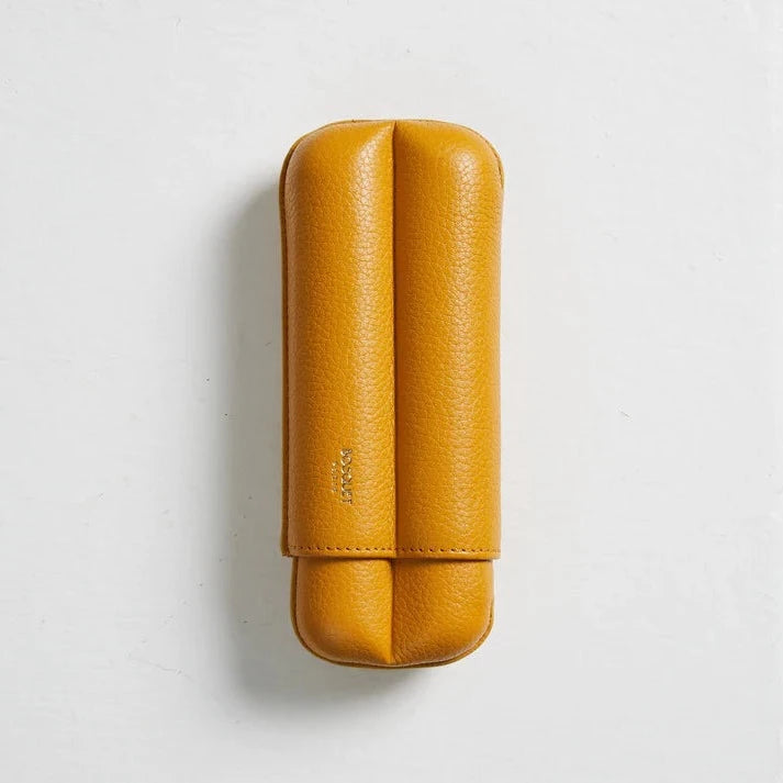 Bosquet Paris Grained Calf Leather Cigar Case Yellow - 2 Cigars