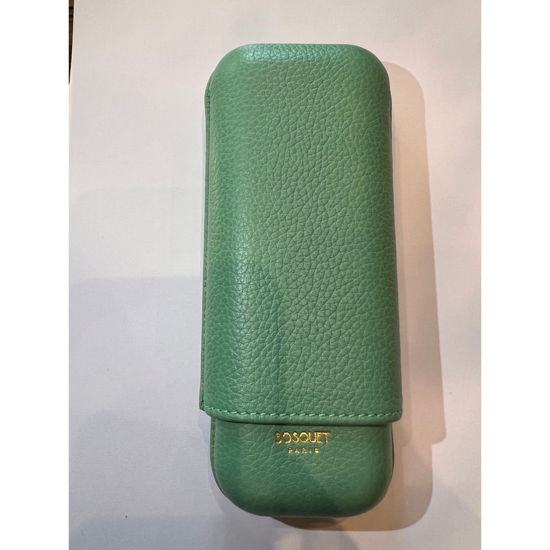 Bosquet Paris Grained Calf Leather Cigar Case Mint Green Rectangular - 2 Finger