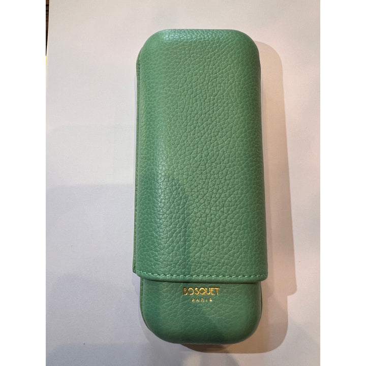Bosquet Paris Grained Calf Leather Cigar Case Mint Green Rectangular - 2 Finger