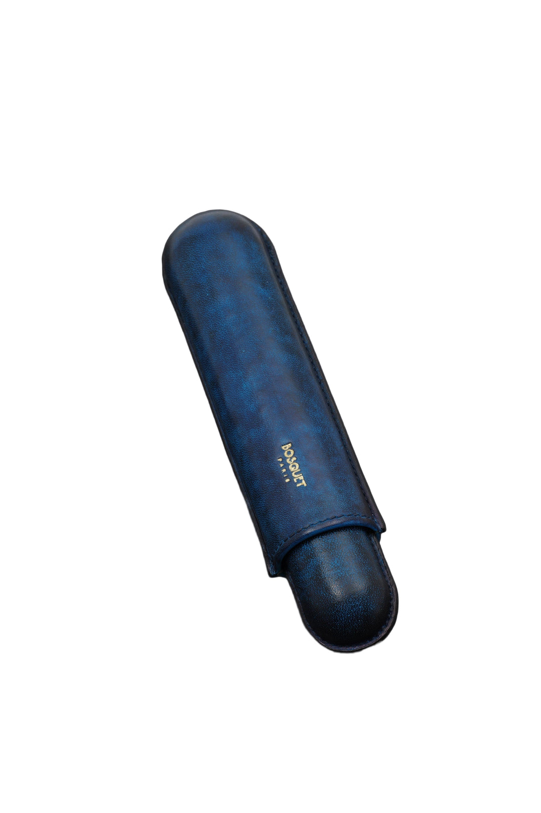 Bosquet Paris Smooth Calf Leather Cigar Case Blue Patina - 1 Cigar