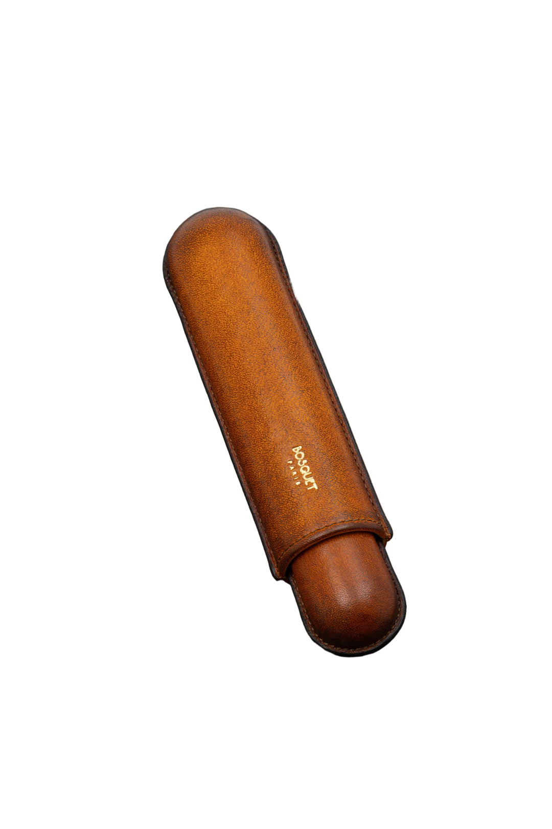 Bosquet Paris Smooth Calf Leather Cigar Case Savane Patina - 1 Cigar