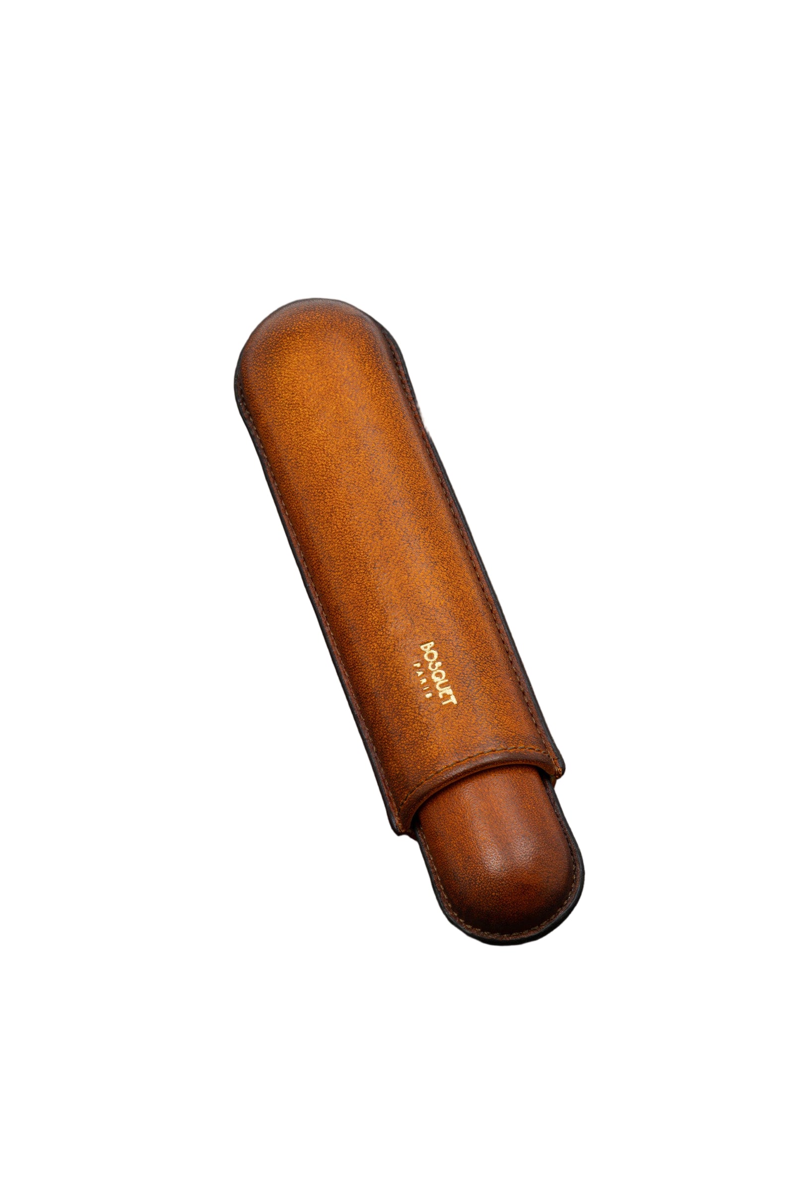 Bosquet Paris Smooth Calf Leather Cigar Case Savane Patina - 1 Cigar