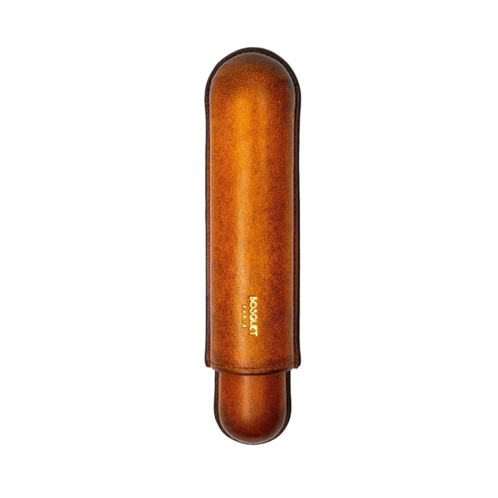 Bosquet Paris Smooth Calf Leather Cigar Case Savane Patina - 1 Cigar