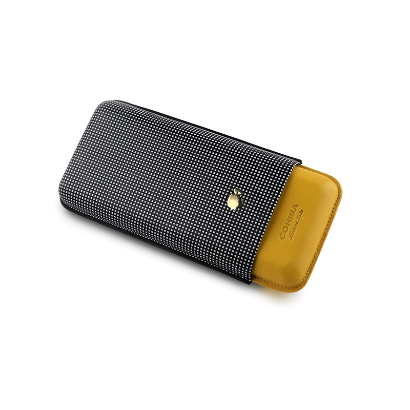 Cohiba leather cigar case for 3 cigars
Adjustable Cohiba cigar case with gold logo
Luxury leather cigar case in black yellow and white
Premium Cohiba travel cigar holder
Ubrique leather cigar case by Cohiba