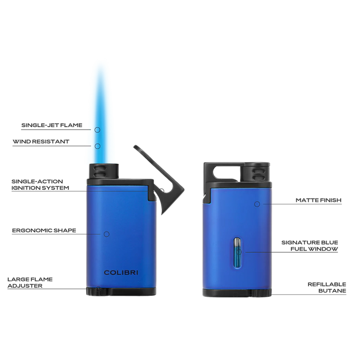Colibri Belmont Black &amp; Chrome Cigar Lighter Features