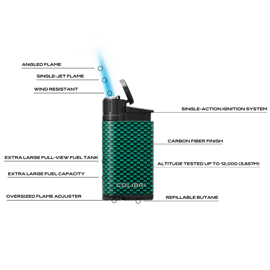 Colibri Evo Carbon Fibre Red Cigar Lighter