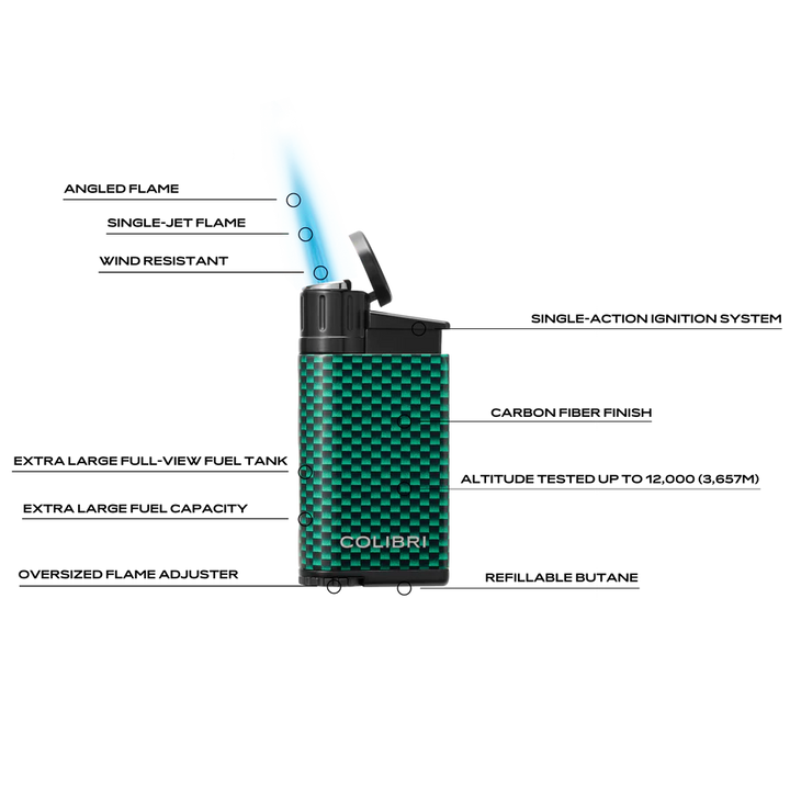 Colibri Evo Carbon Fibre Blue Cigar Lighter